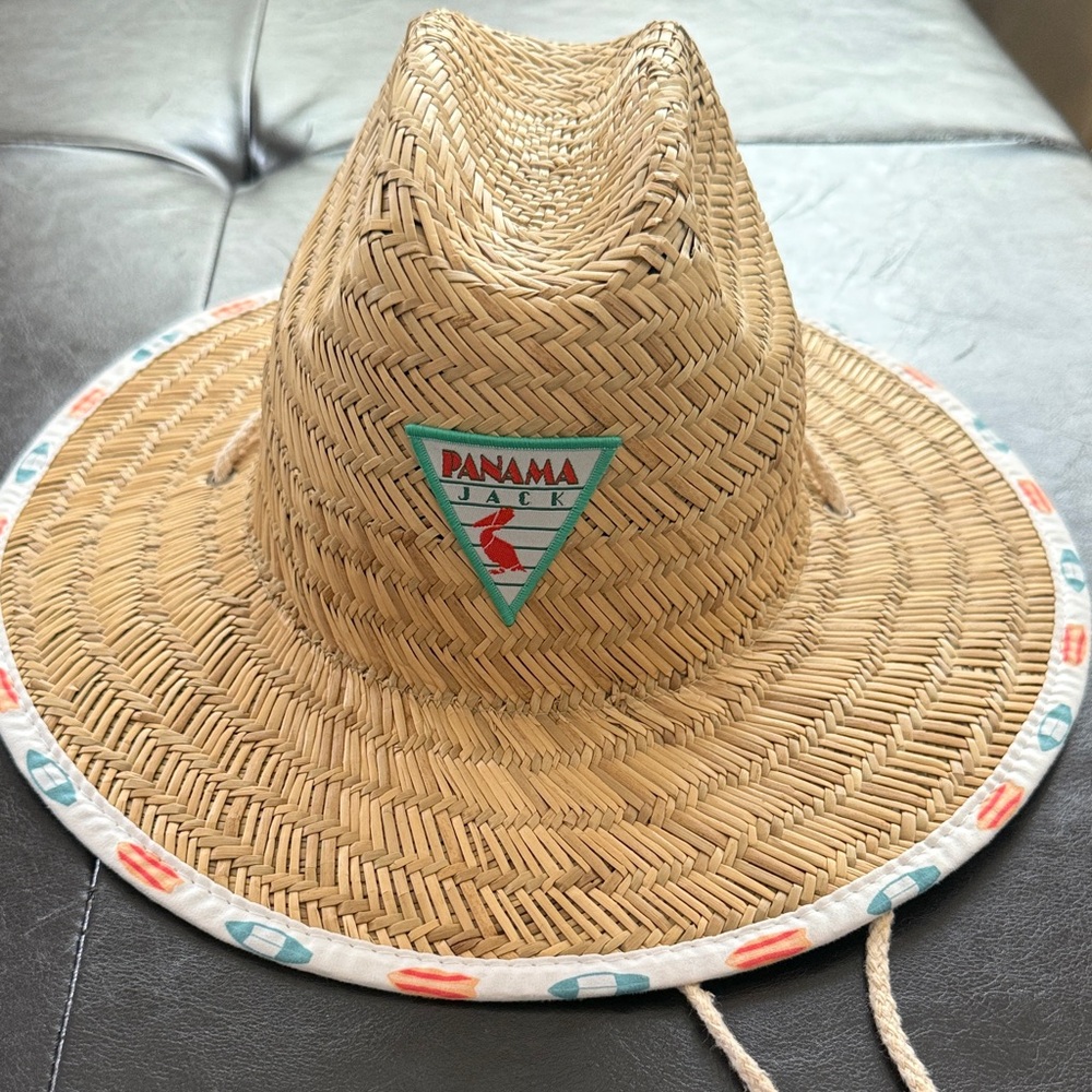 Kids Panama Jack Woven Straw Hat with Colorful Trim
